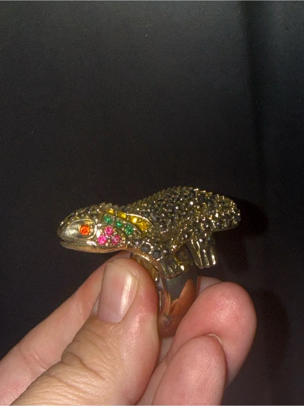 Gold Reptile Ornament Ring - Gold Color